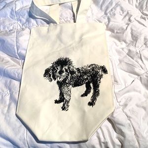 Poodle pet - canvas bag with fluffy looking poodle London royal academy of arts